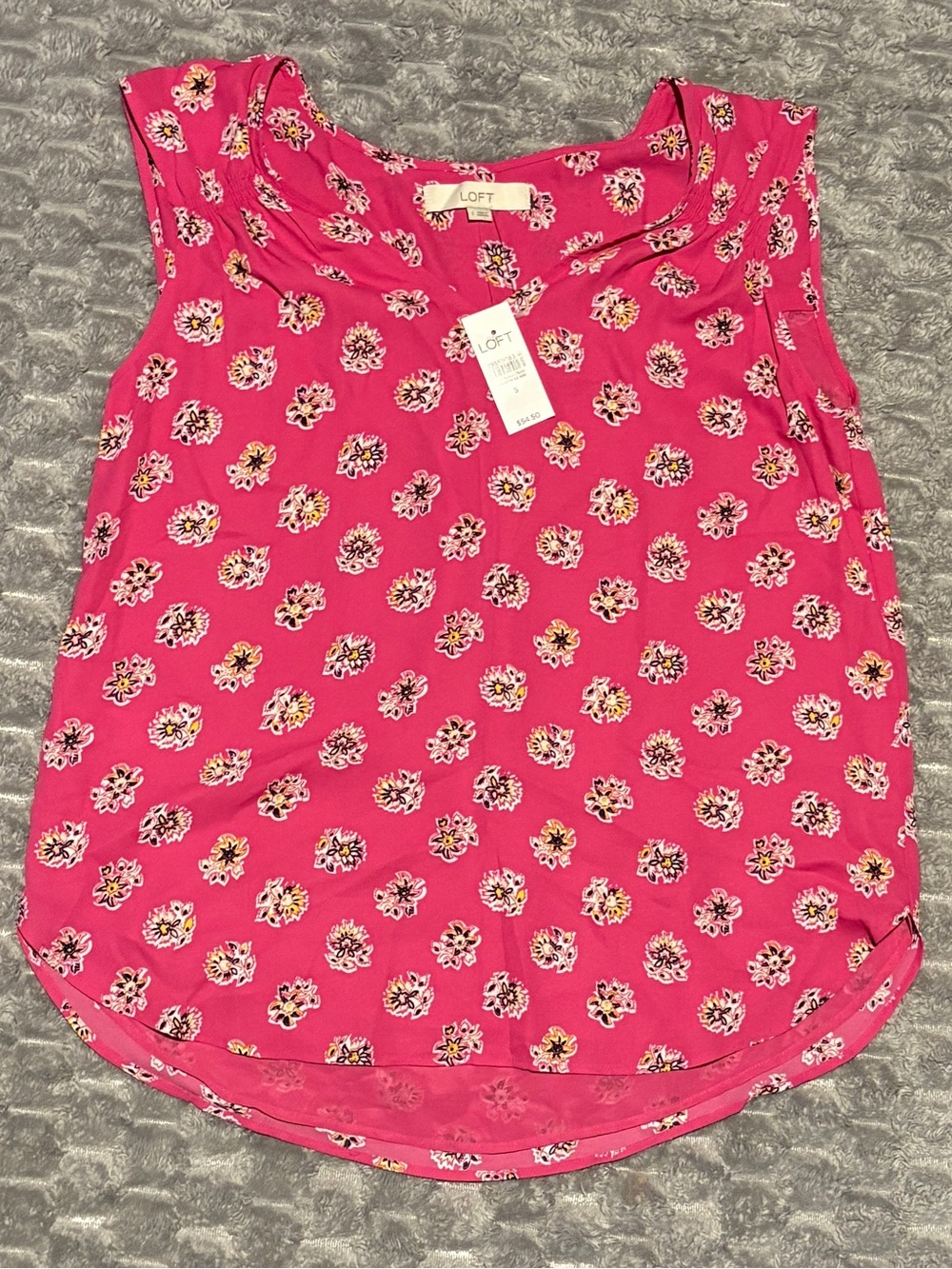 LOFT Hot Pink Floral Sleeveless Shell Top